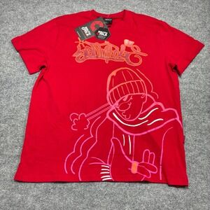Southpole Mens Graphic T Shirt L Red Graffiti Print Short Sleeve Crew Neck NWT